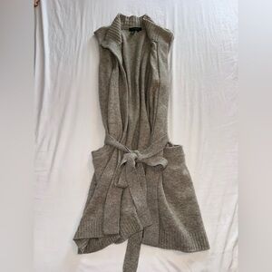 LAUREN RALPH LAUREN Wool Sleeveless Cardigan with Belt